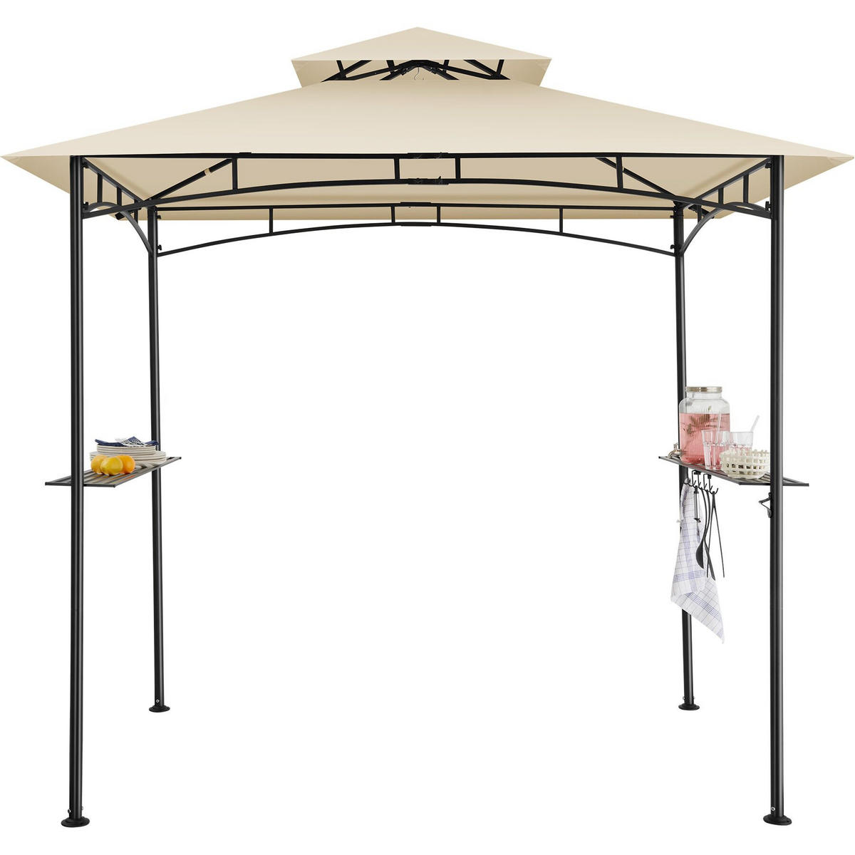 GRILLPAVILLON Maracaibo, 240 x 150 x 250 cm, Sand - Sandfarben, Kunststoff (150/250/240cm) - tectake