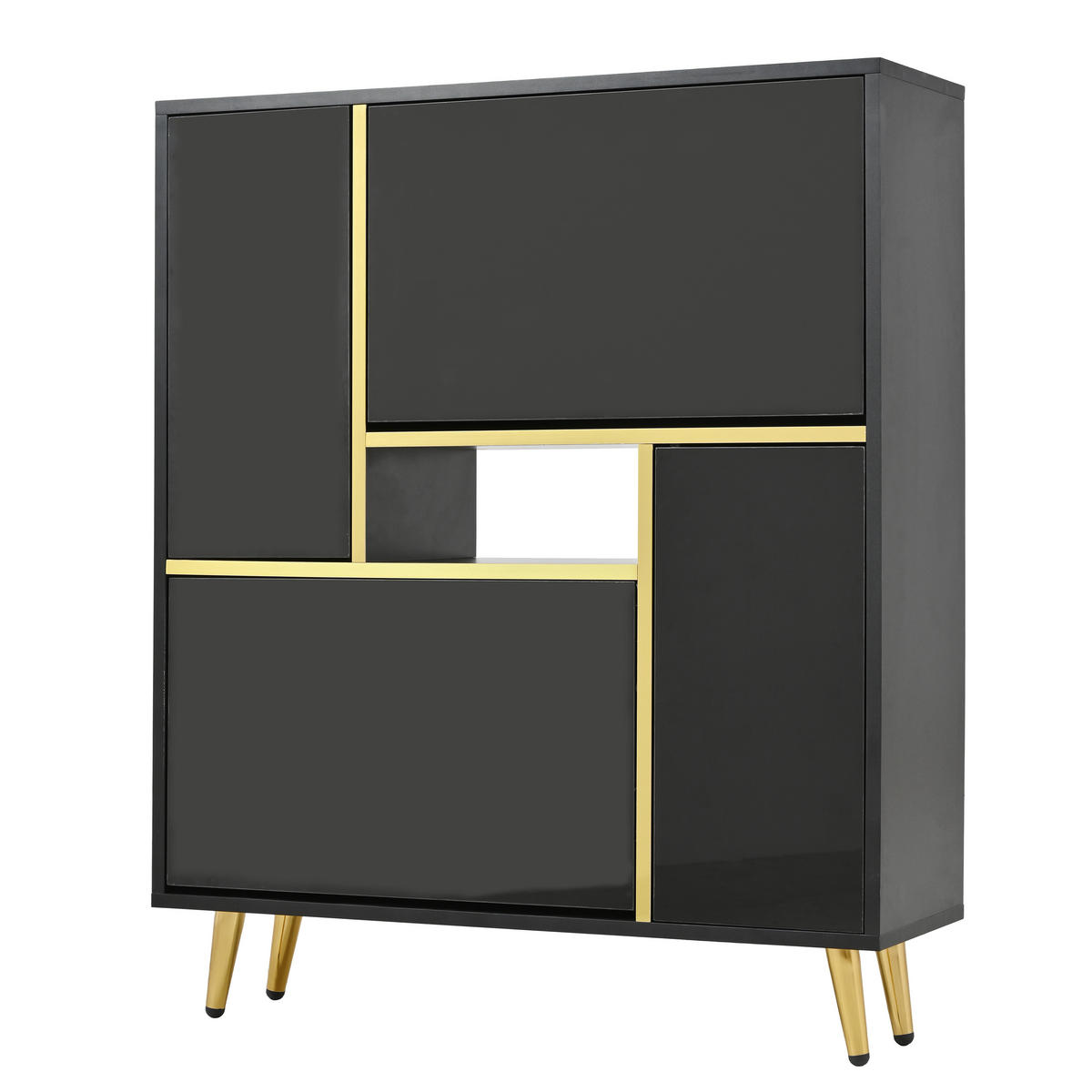 SCHUHSCHRANK Schwarz 80/25/96 cm - Schwarz, Holzwerkstoff (80/96/25cm) - PANGIVO