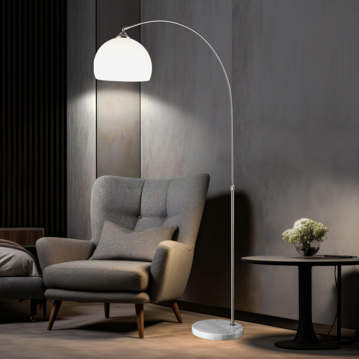 LED STEHLEUCHTE NEWCASTLE Silber Metall - Silberfarben, Metall (92/30/196cm) - Globo Lighting