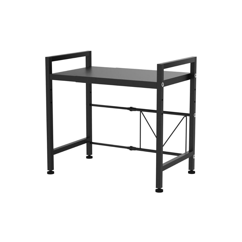 MIKROWELLENREGAL mit Ablagefläche 2 Ebenen Ausziehbar zwischen 40-60 cm 46,5x40-60x36 cm Metall Schwarz - Schwarz, Metall (60/46.5/36cm) - PROREGAL