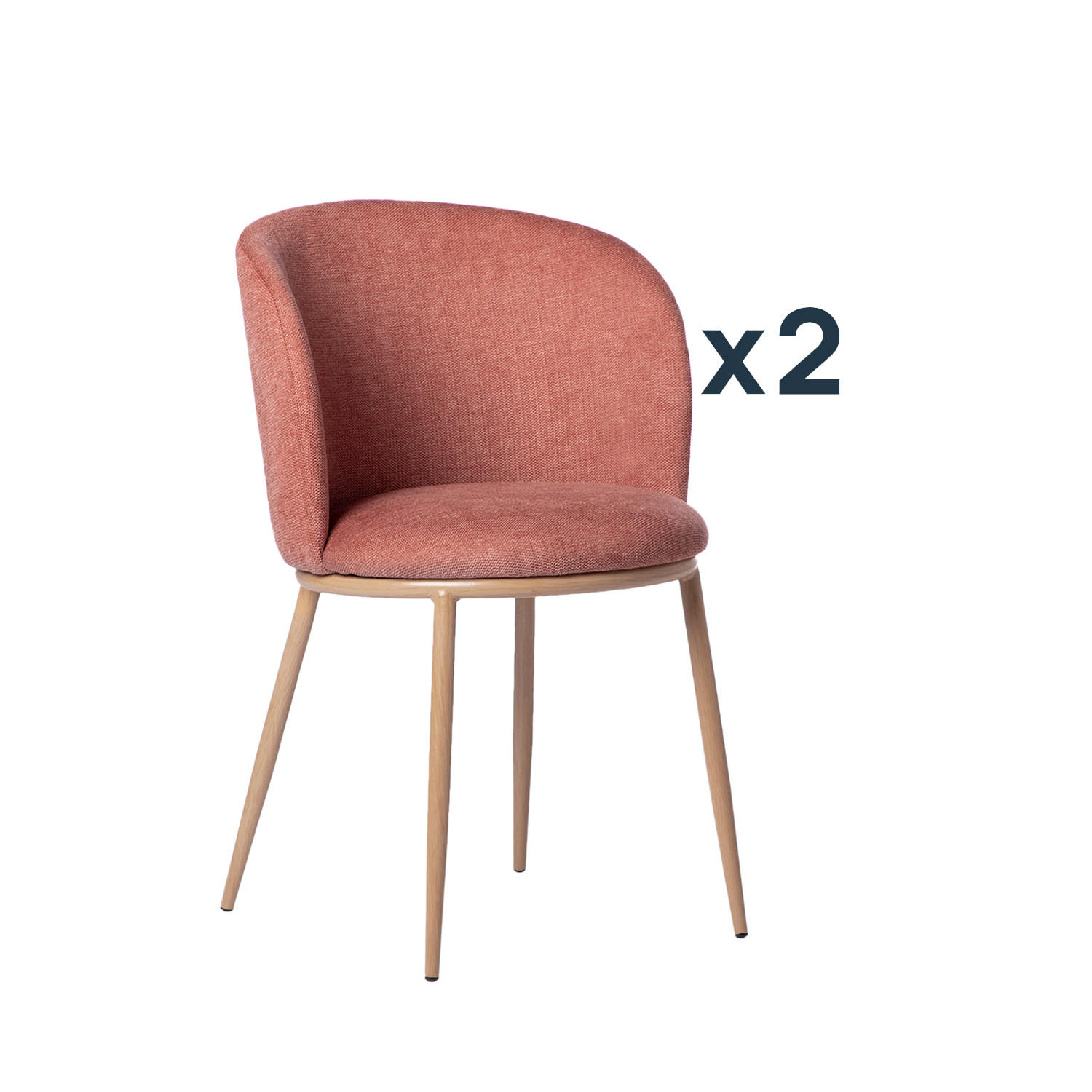 ESSZIMMERSTUHL Nolan Terrakotta / Orange 51 cm x 80 cm 2er-Set - Terracotta, Textil (51/80/57cm)