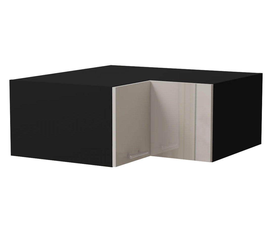 Feldmann-Wohnen Eckaufsatzschrank Creme, Schwarz 90x36x90 cm