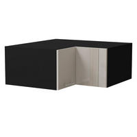 ECKAUFSATZSCHRANK Brerra W14/90/36 Schwarz / RAL 9001 creme Hochglanz 90 / 90 / 36cm - Creme/Schwarz, Holz/Holzwerkstoff (90/36/90cm) - Feldmann-Wohnen