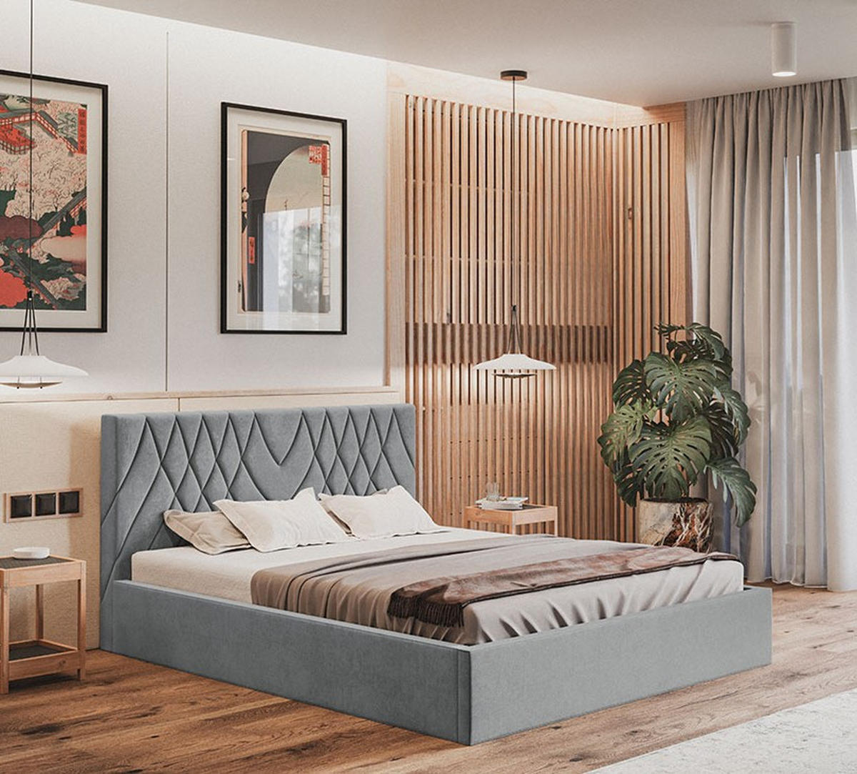 BETT Grau OLDO 5 Gepolstert Mit Bettkasten 120x200 cm - Grau, Textil (120/200cm) - Sepro Meble