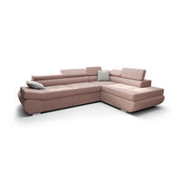 ECKSOFA KONGO RBN03, Eckcouch in L-Form mit Schlaffunktion, Farbe: Rosa, Velourstoff, Ottomane Rechts - Rosa, Textil (280/200cm) - O-Sofa