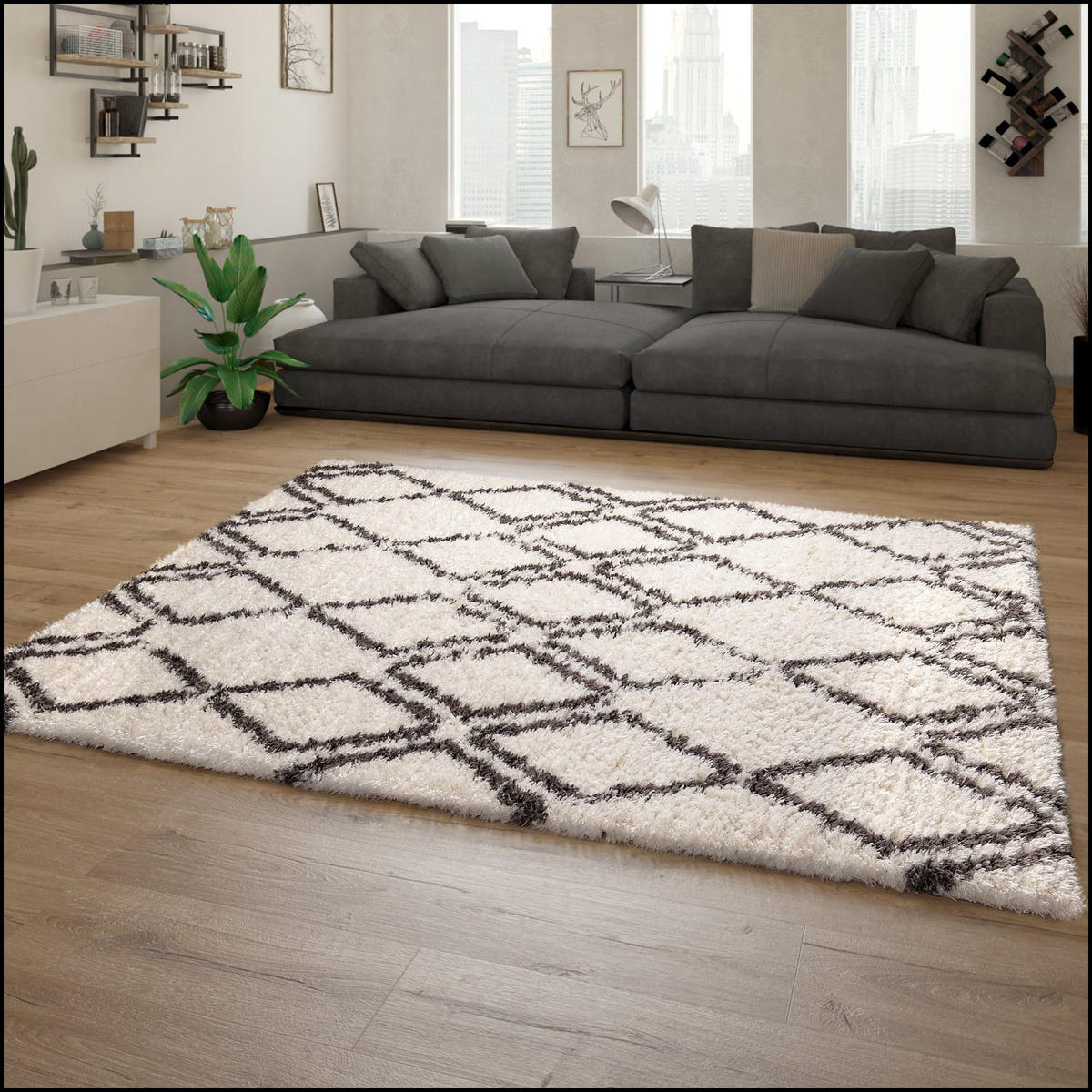 HOCHFLORTEPPICH 120/160 cm Maghreb 077 - Creme, Kunststoff (120/160cm) - Paco Home