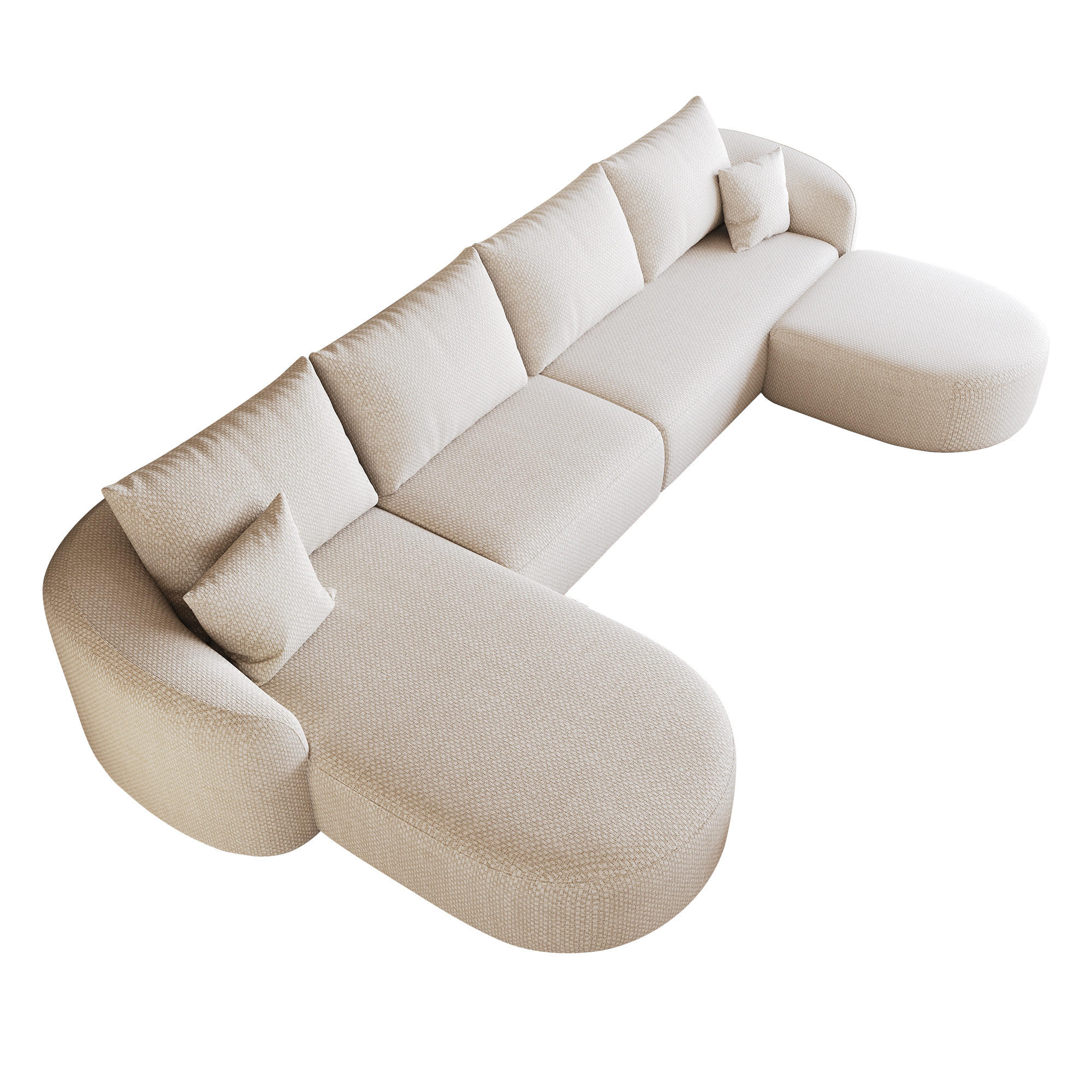 WOHNLANDSCHAFT DE-34817 U-Form 3-Sitzer Chaiselongue links Weiß - Weiß, Textil (168/85/336cm) - ComfortXL