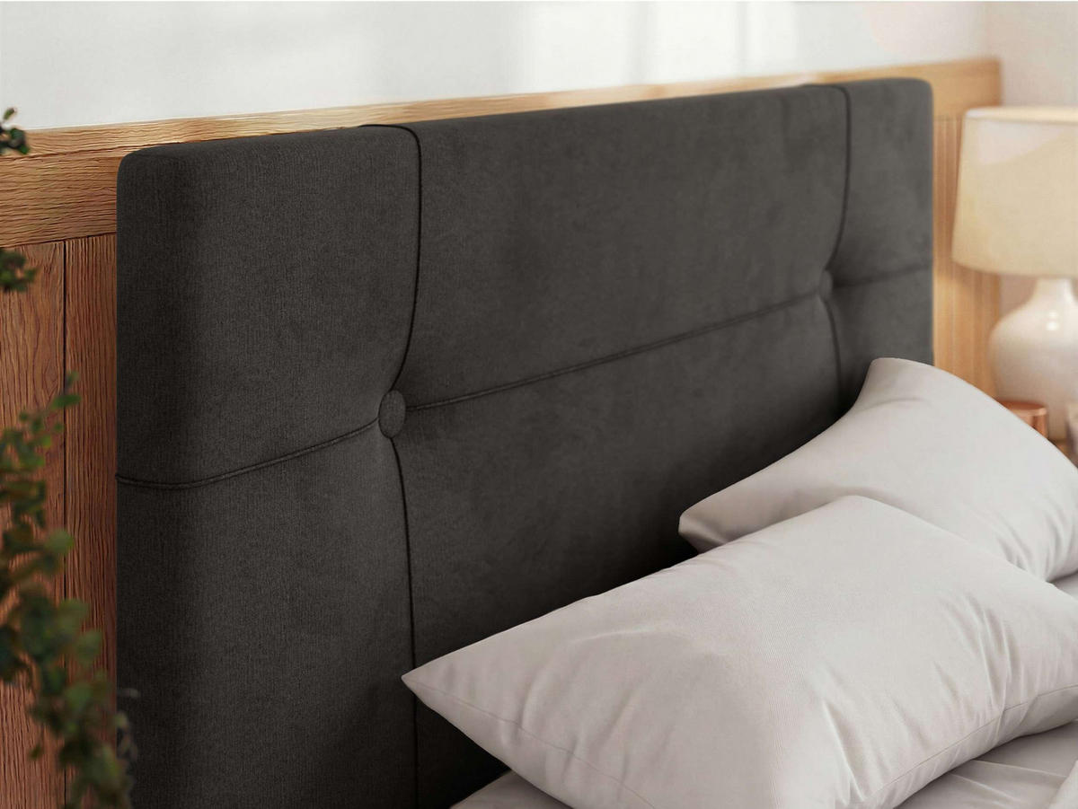 ČALÚNENÁ POSTEĽ CALERIO CLASSIC 140/200 - Tmavosivá Samet - Matrac Multipocket - čierna/tmavosivá, textil/plast (140/200cm) - MKS