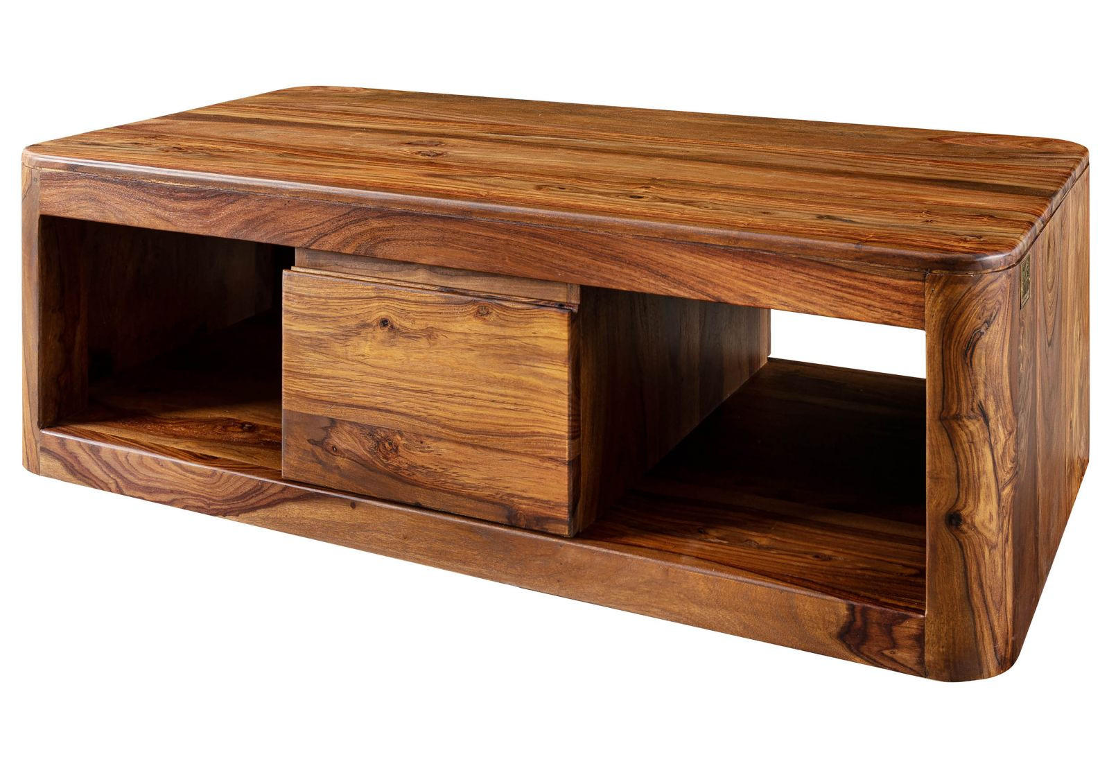 COUCHTISCH Sheesham 118x65x40 walnuss gewachst TORONTO #252 - Walnussfarben, Holz (118/65/40cm) - Massivmoebel24