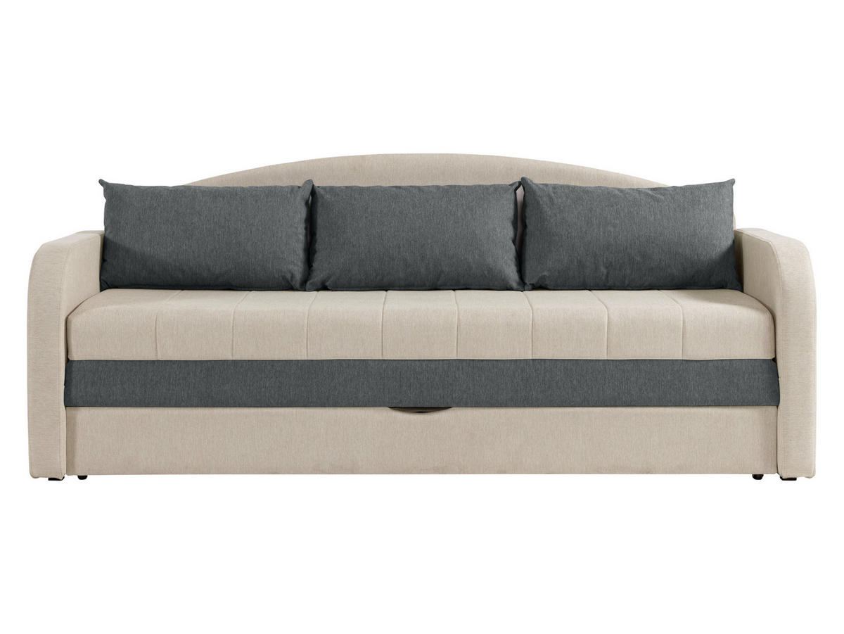 CANAPEA EXTENSIBILA Tenus - bej/negru, material textil/lemn (208/86/76cm) - MIRJAN24