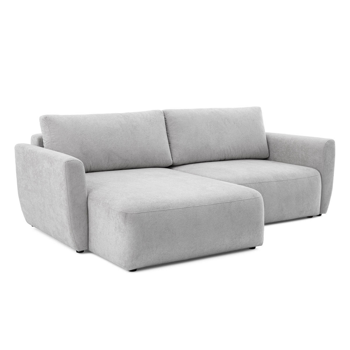 ECKSOFA BELLA L Links mit Schlaffunktion 140x205 Velours Hellgrau - Hellgrau/Schwarz, Holz/Kunststoff (230/165cm) - Muffo