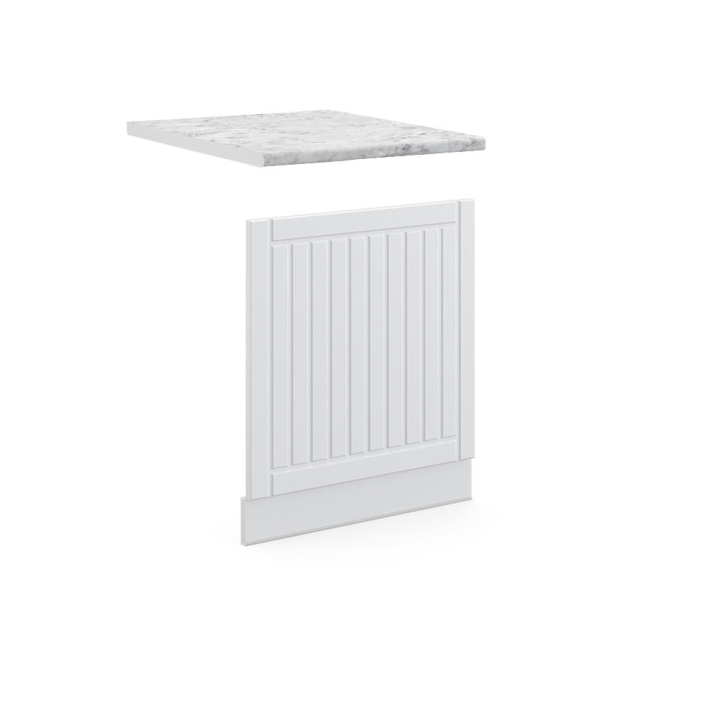 FRONTBLENDE Fame-Line Weiß Landhaus 60 cm, AP Marmor - Creme/Weiß, Holzwerkstoff (60/67.4/1.6cm) - Vicco