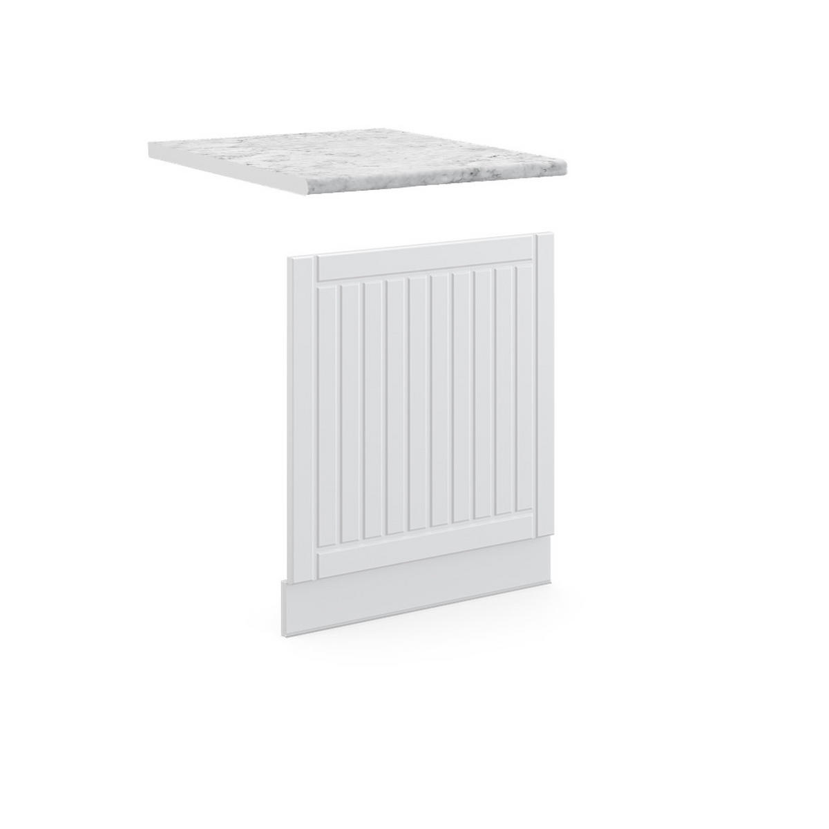 FRONTBLENDE Fame-Line Weiß Landhaus 60 cm, AP Marmor - Creme/Weiß, Holzwerkstoff (60/67.4/1.6cm) - Vicco