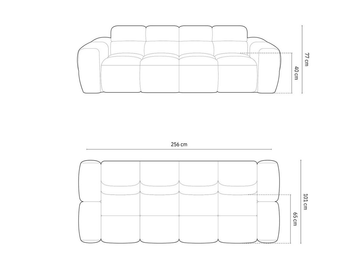 SOFA Lisa aus Samt terrakotta 4 Sitzplätze - Terra cotta, Textil (256/77/101cm) - Micadoni