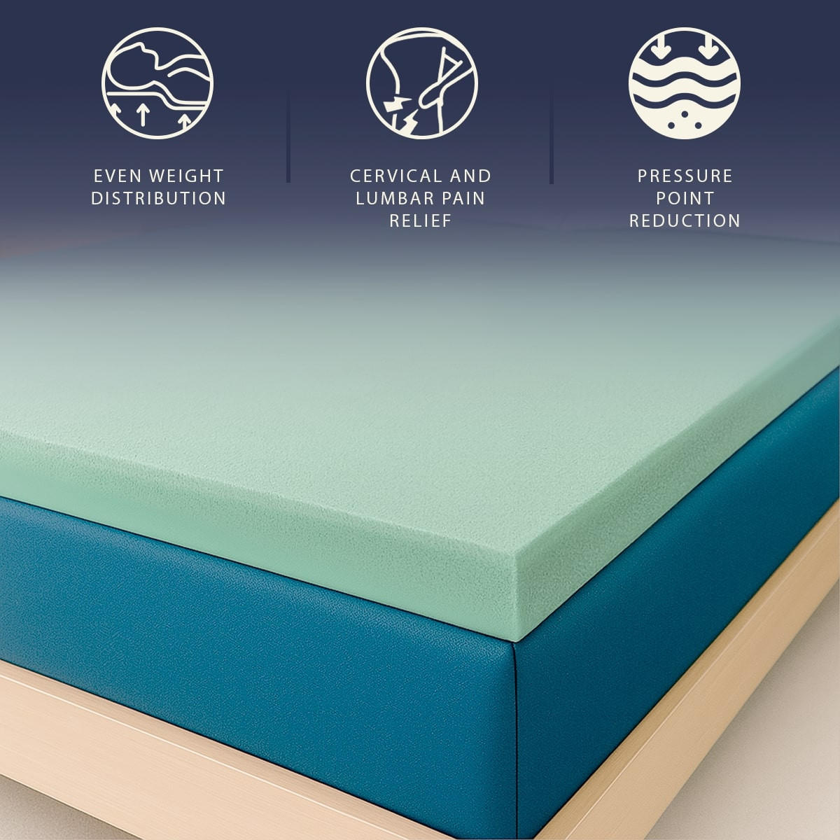 MATRATZENTOPPER 120x190 aus Memory Foam mit Höhe 5 cm | Atmungsaktiv und Hypoallergen - Weiß, Textil (120/190cm) - The White Stone