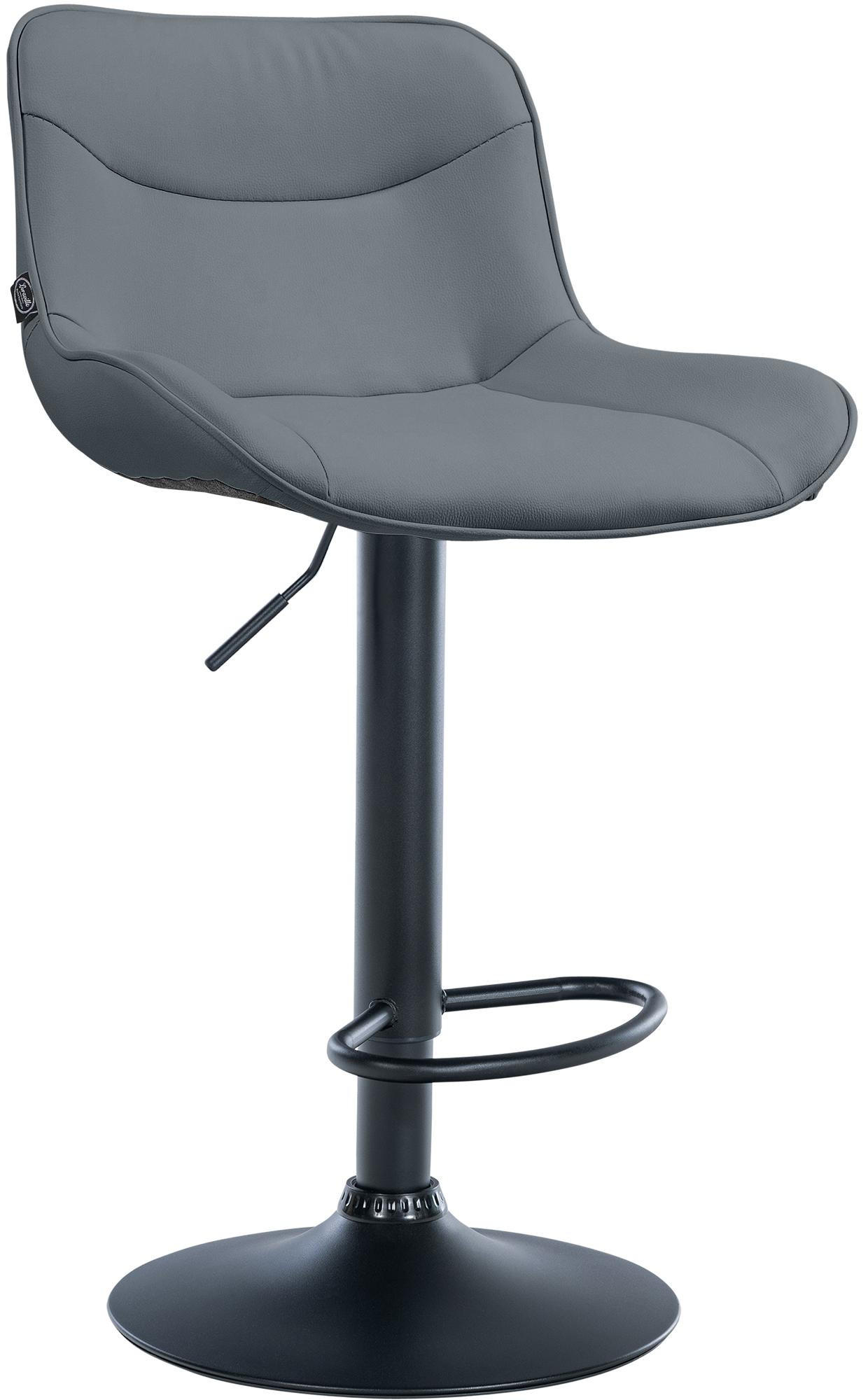 BARHOCKER TAMPA Grau Kunstleder Schwarz - Grau, Leder/Metall (49/85/51cm) - DELUKE