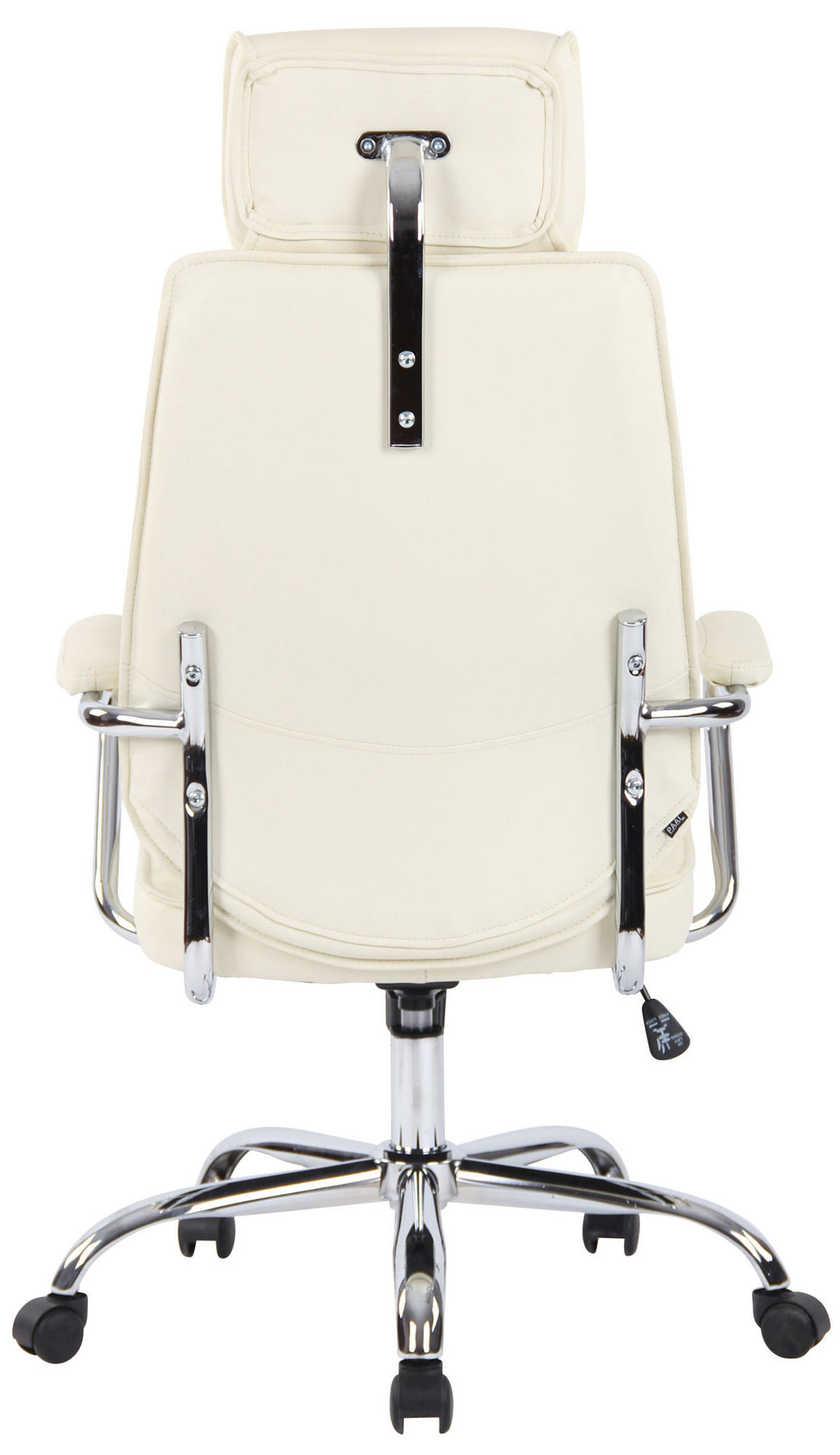CHEFSESSEL Echtleder Creme - Chromfarben/Creme, Leder/Metall (59/117/57cm) - CLP