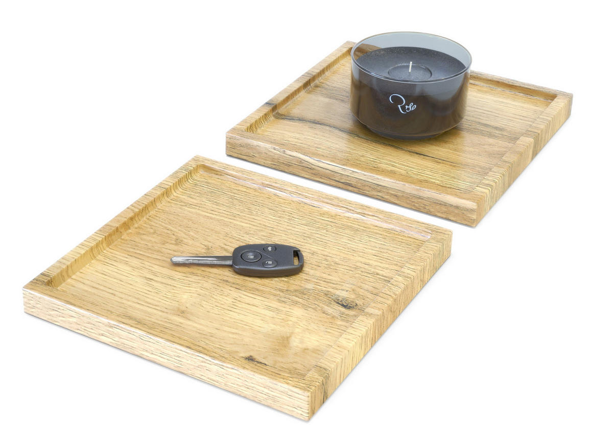 DEKOSCHALE Maya Eiche Natur 2er Set - Eichefarben, Holzwerkstoff (1.8cm) - Vladon