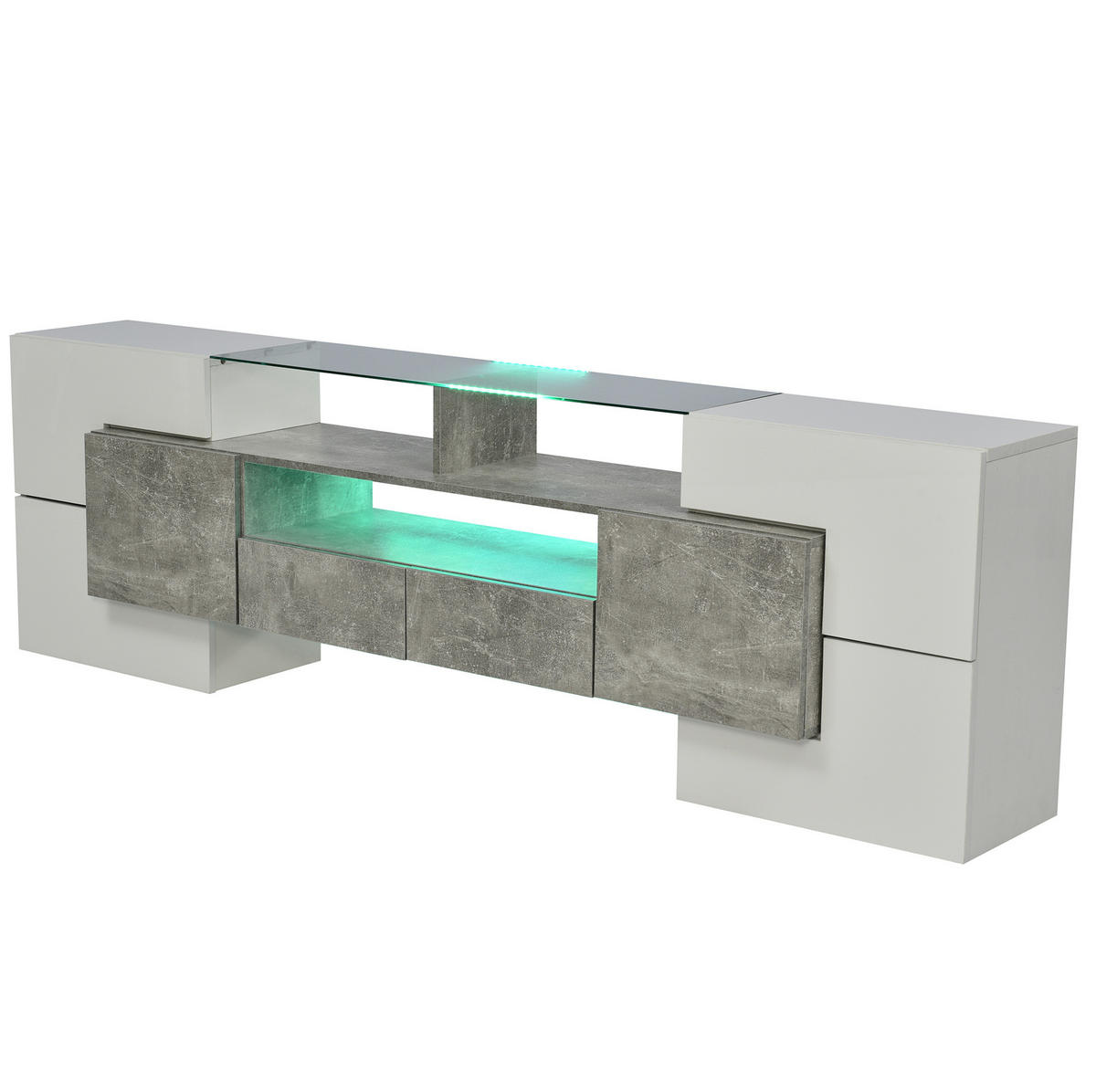 LOWBOARD 200/35/60 cm aus MDF mit LED-Beleuchtung Grau/Weiß - Weiß, Holzwerkstoff (200/60/35cm) - Modenvie