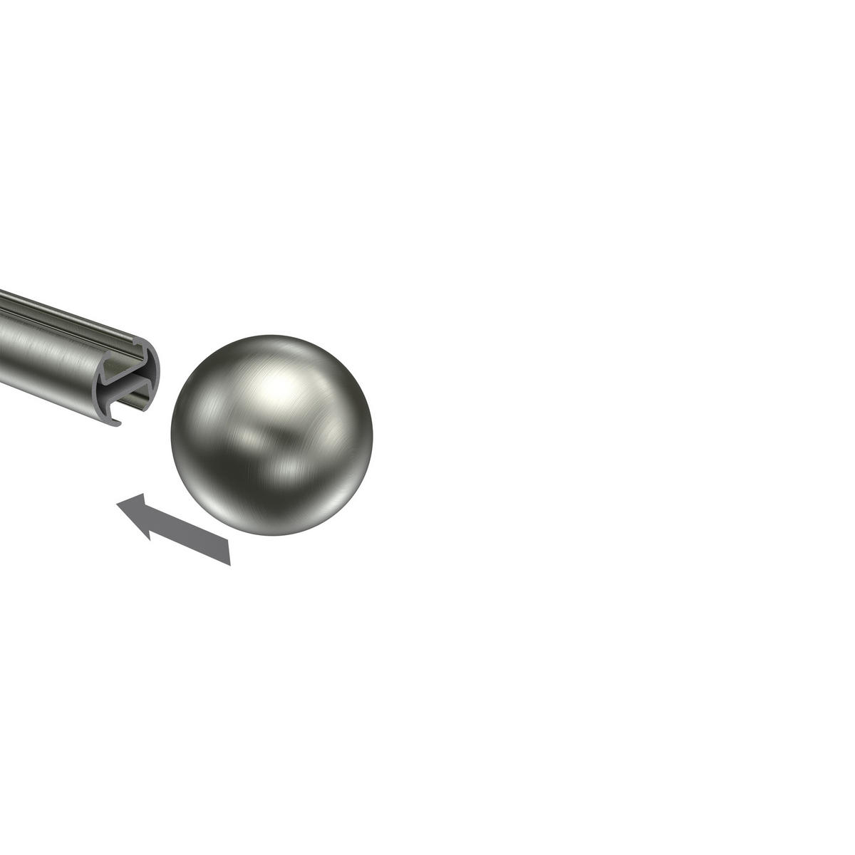 ENDSTÜCKE FÜR GARDINENSTANGEN 20 mm Ø, Luino Edelstahl-Optik, Packung 2 Stück - Edelstahlfarben, Metall (2.5/3/3cm) - INTERDECO