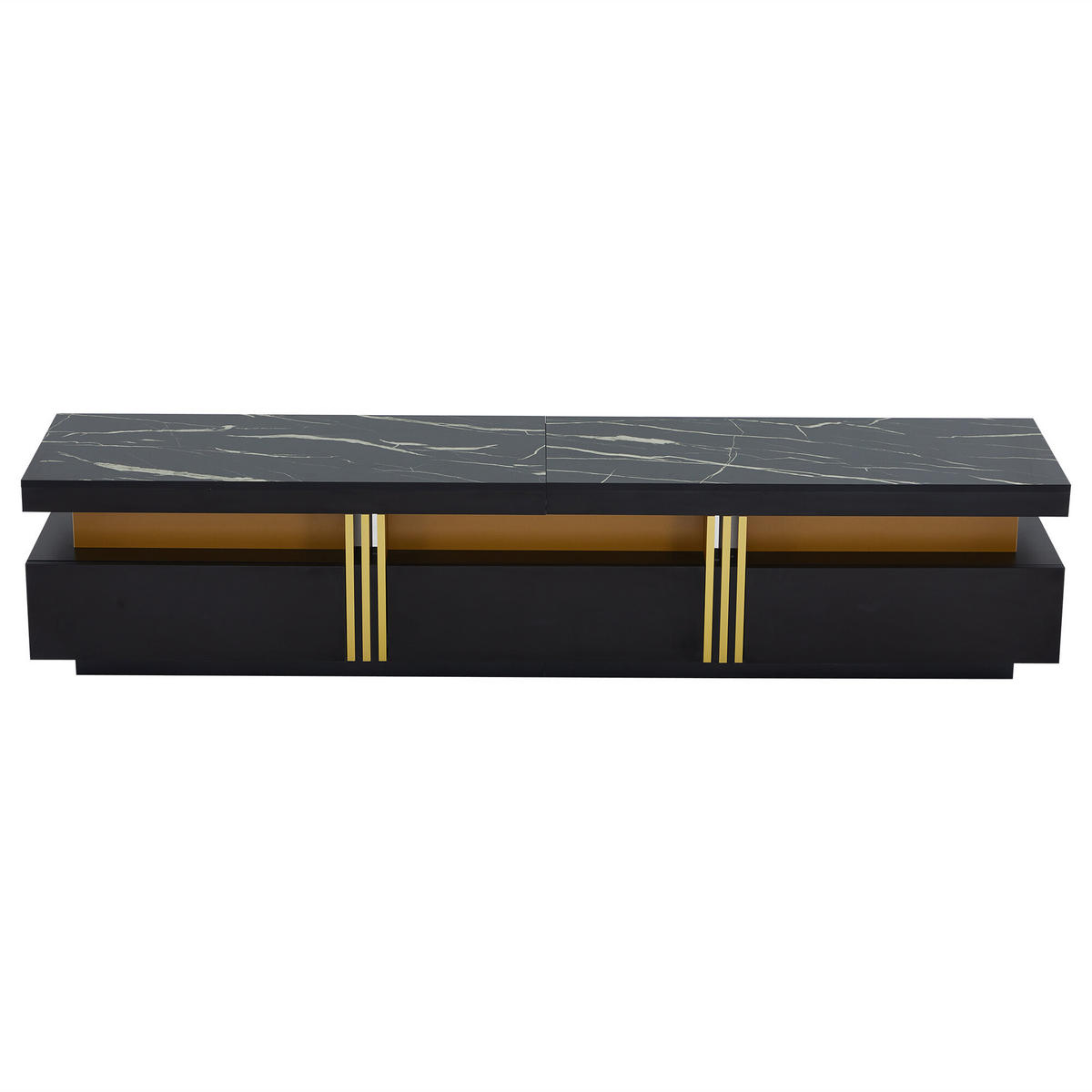 TV-MÖBEL Schwarz 200/40/42 cm - Schwarz, Holzwerkstoff (40/42/200cm) - Urban Meuble