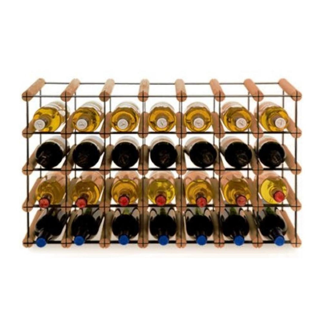 WEINREGAL Vinotega Mod Metal 42,5x72,5x24,5 cm 7x4 Flaschen Massives Kiefernholz Braun Geölt - Braun, Holz (72.5/42.5/24.5cm) - PROREGAL