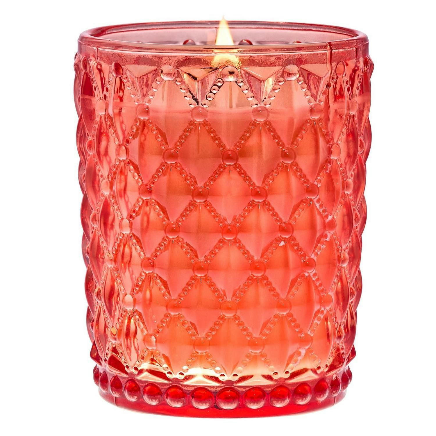 DUFTKERZE Zitrone & Grapefruit mit Holzdocht 500g - Rot, Paraffin (16.7cm)