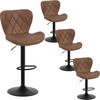 BARHOCKER 4er Set, Kunstleder, Metallgestell, Braun - Schwarz/Braun, Textil/Metall (47/89/54cm) - Woltu