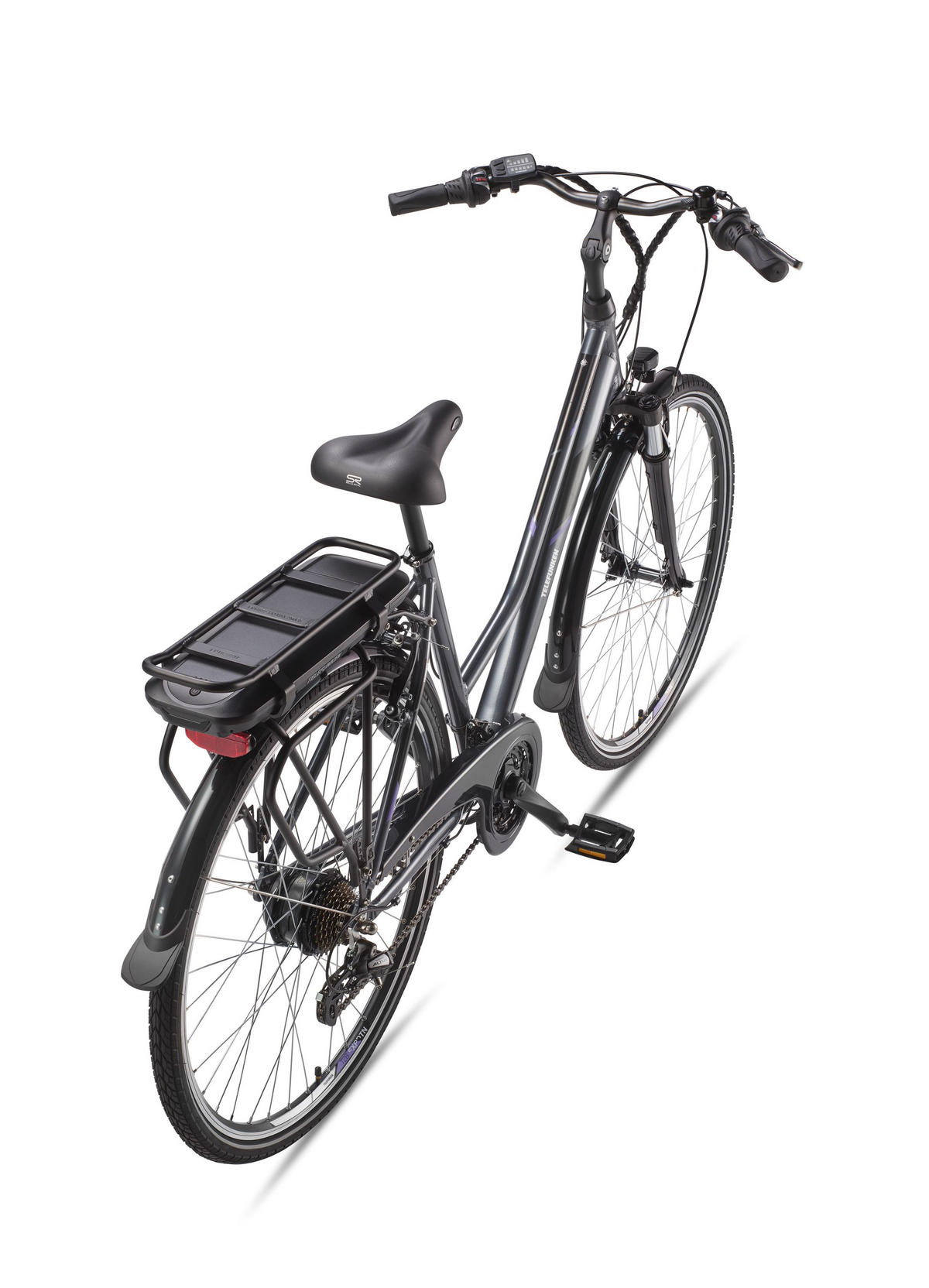 E-BIKE XT480 Trekking Elektrofahrrad 21-Gang Shimano Kettenschaltung, Pedelec, 10Ah, 36V Akku - Anthrazit, Metall (112.5cm) - Telefunken