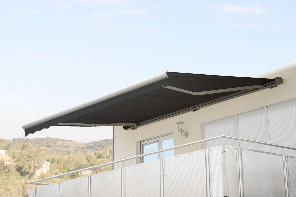 KASSETTEN-MARKISE MIT VOLANT Anthrazit - Anthrazit, Textil (400/23/300cm) - MCW