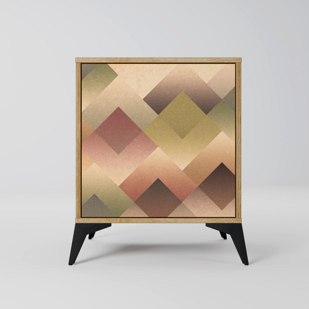 SIDEBOARD GEOMETRIC FUSION, Eichefarben, 57,5x42x57,5 cm, Ohne Füße - Eichefarben/Multicolor, Holzwerkstoff (57.5/57.5/42cm) - SpaceRebels