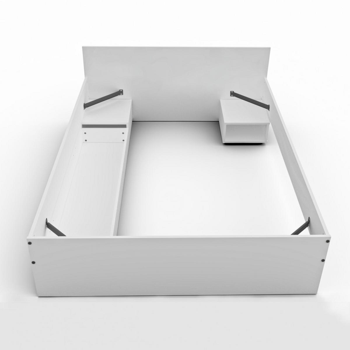 BETT TWIST mit Nachttisch Schublade/ Bett 140x190 - Weiß - Weiß, Holzwerkstoff (140/190cm) - Weber Industries