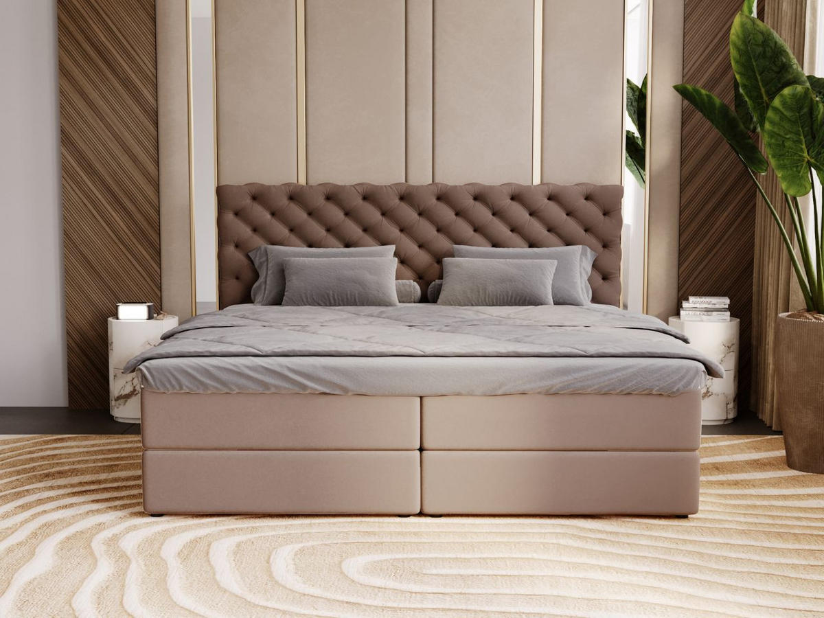 BOXBETT Bergamo 160x200 Braun - Schwarz/Braun, Holz/Textil (160/200cm) - Graingold