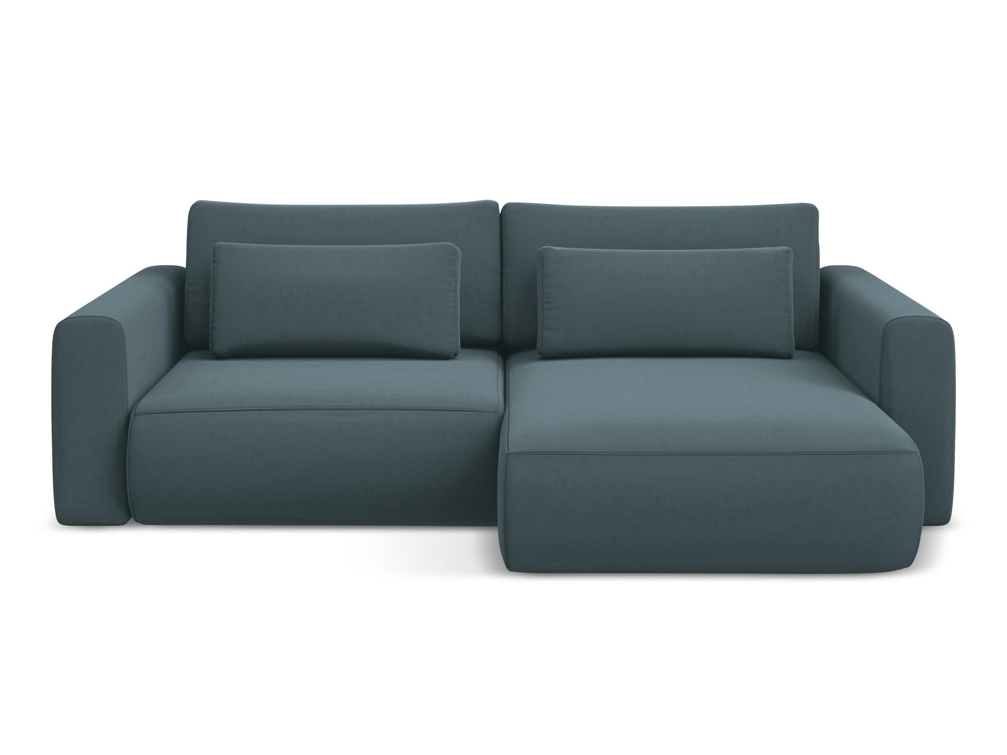 ECKSOFA mit Schlaffunktion Samt Stoff Blau - Blau/Petrol, Kunststoff/Textil (240/149cm) - Makamii
