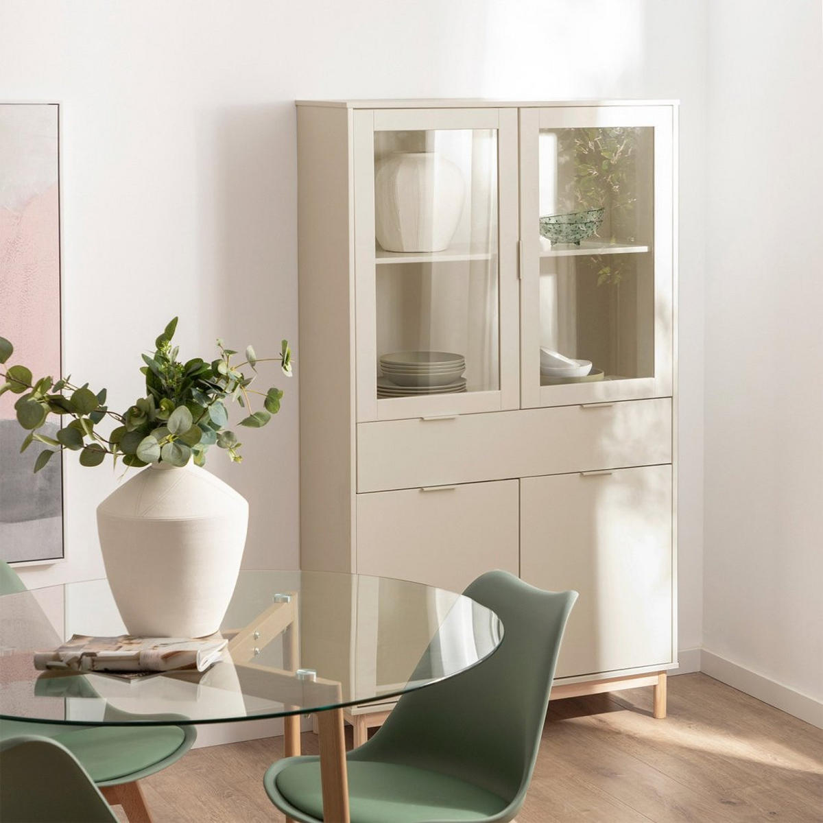 VITRINENSCHRANK DOPPELTER Elian Weiß 95 cm x 170 cm - Weiß, Holzwerkstoff (95/170/39cm)