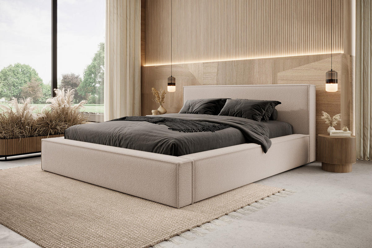 POLSTERBETT Bocalio Beige Boucle 180 cm - Beige, Textil (180/200cm) - Selsey