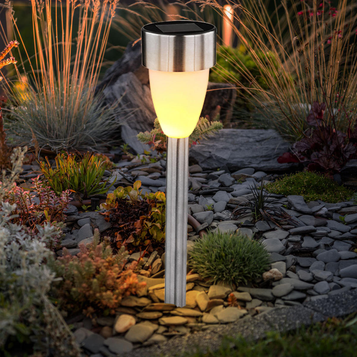 LED AUSSENLEUCHTE Edelstahl Weiß 3er Set - Silberfarben, Metall (5.5/5.5/36.5cm) - Globo Lighting