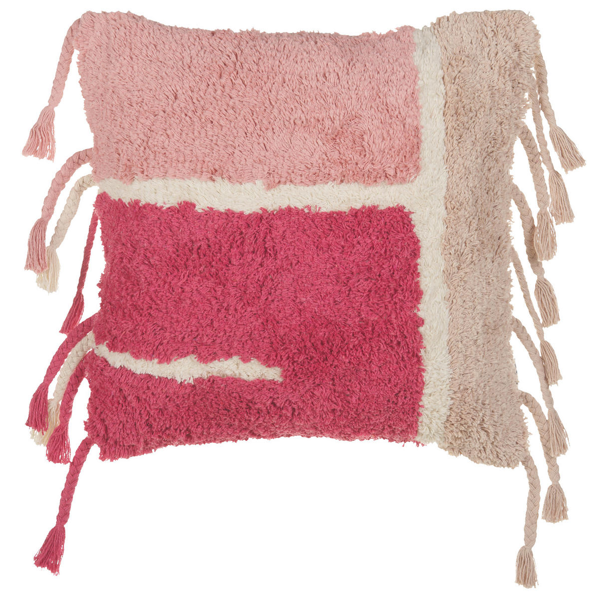 DEKOKISSEN 2er-Set Rosa 45/45 cm Bistorta - Pink/Weiß, Textil (45/45cm) - Beliani