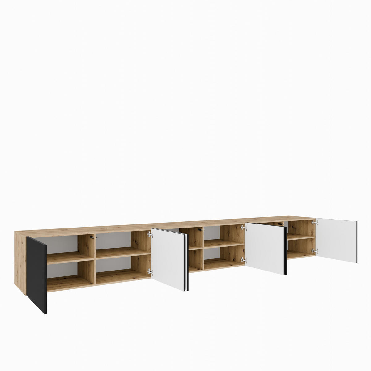 TV-SCHRANK Leo 300 cm, sechstürig, artisan, schwarz - Schwarz/Eiche Artisan, Kunststoff (300/41/40cm) - Margaret Hadas24