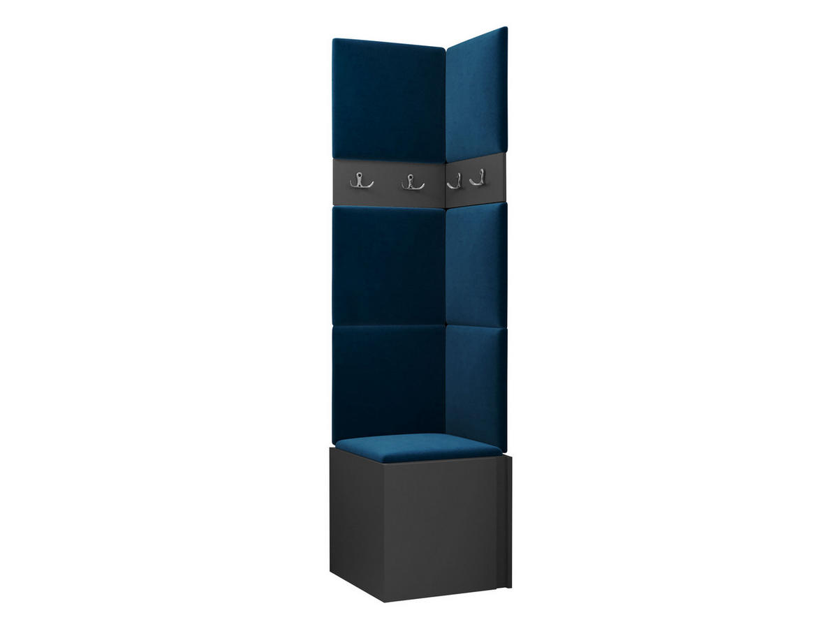 GARDEROBEN-SET Orion XXI - Blau/Graphitfarben, Holzwerkstoff/Kunststoff (42/186/46cm) - MIRJAN24