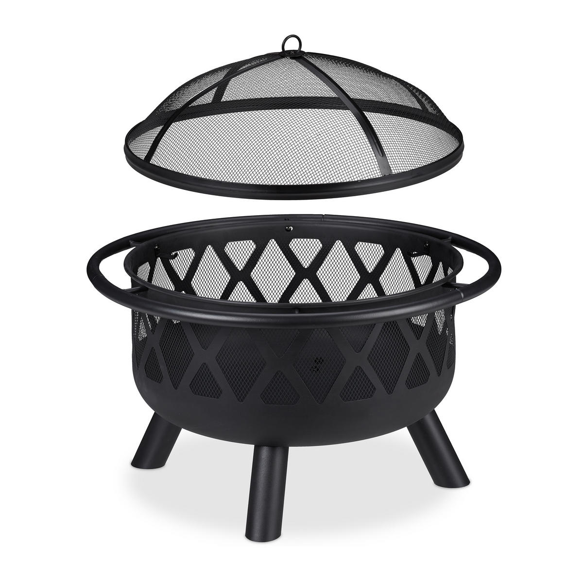FEUERSCHALE - Schwarz, Metall (75/58/75cm) - Relaxdays