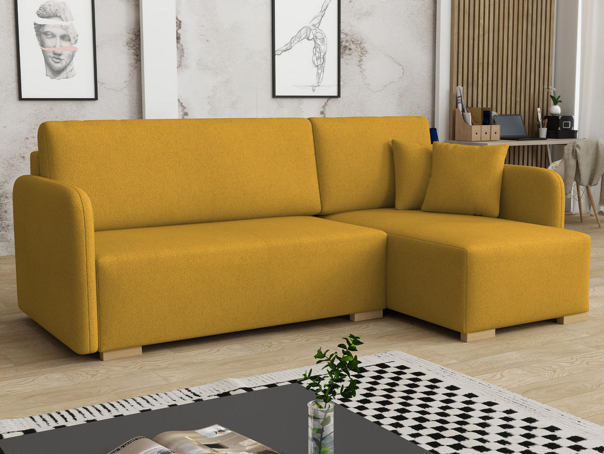 ECKSOFA Como L - Gelb/Naturfarben, Holz/Textil (220/140cm) - MIRJAN24