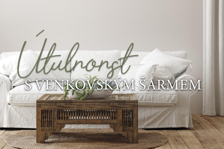 Bílá sedačka a dřevěný konferenční stůl