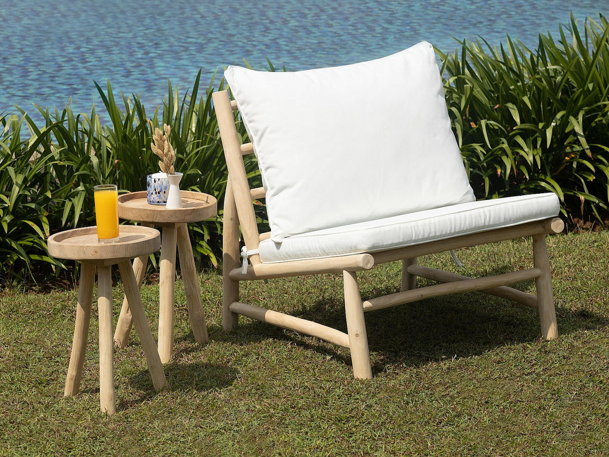 GARTENBEISTELLTISCH - 30 cmcm x 30 cmcm - Holz, Platte - Naturfarben Hell - TULUM - Naturfarben, Holz (30/30/45cm) - Vente-Unique