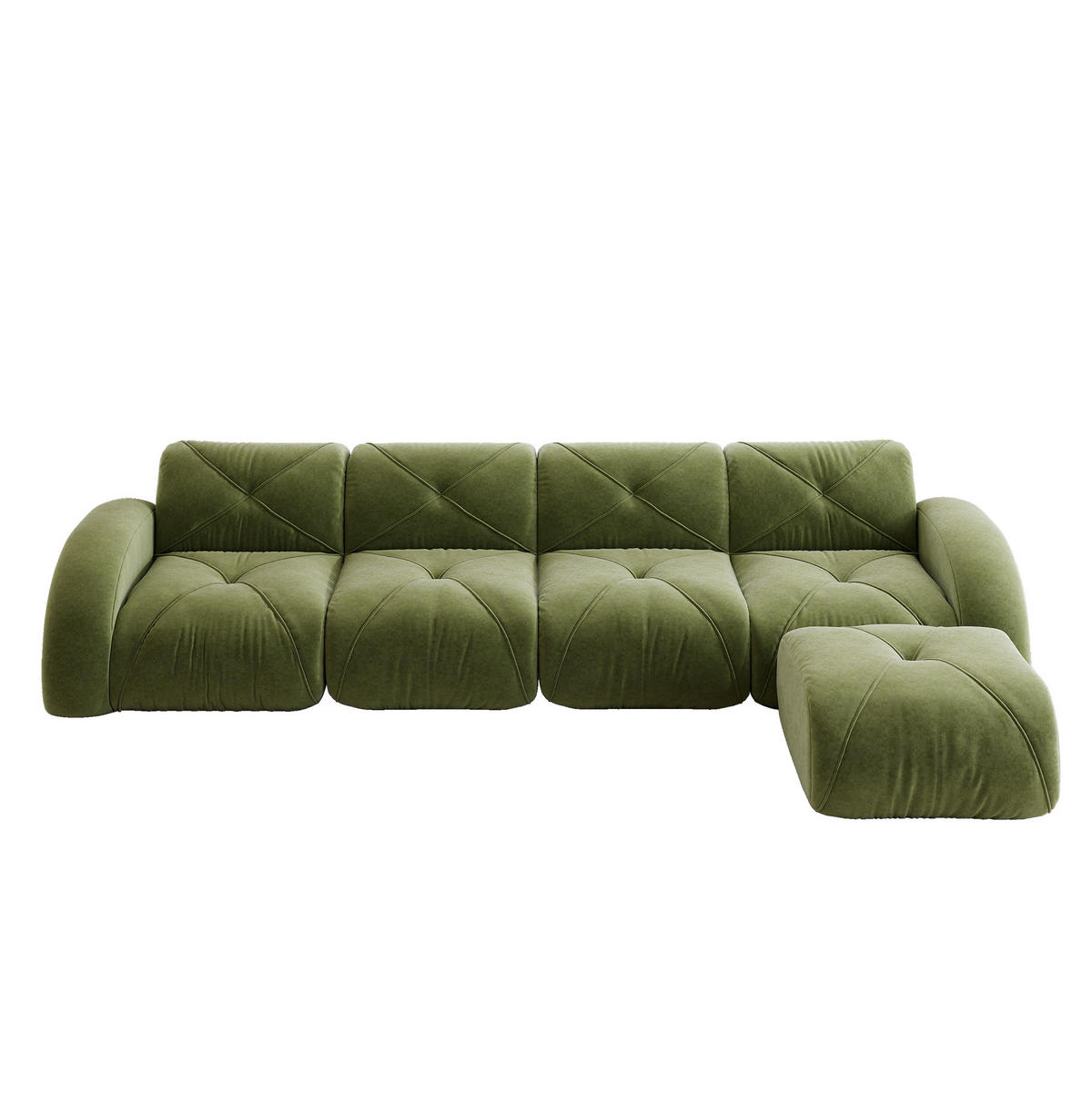 ECKSOFA 358/171/76 cm modular grün aus Chenille mit flexiblem System und 32D-Schaumstoff - Grün, Textil (171/358cm) - OKWISH