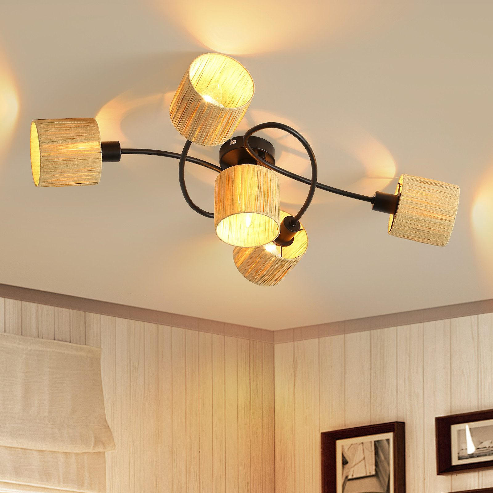 DECKENLEUCHTE Leamon 72.5/47/16.5cm - Schwarz, Metall (72.5/47/16.5cm) - Nettlife