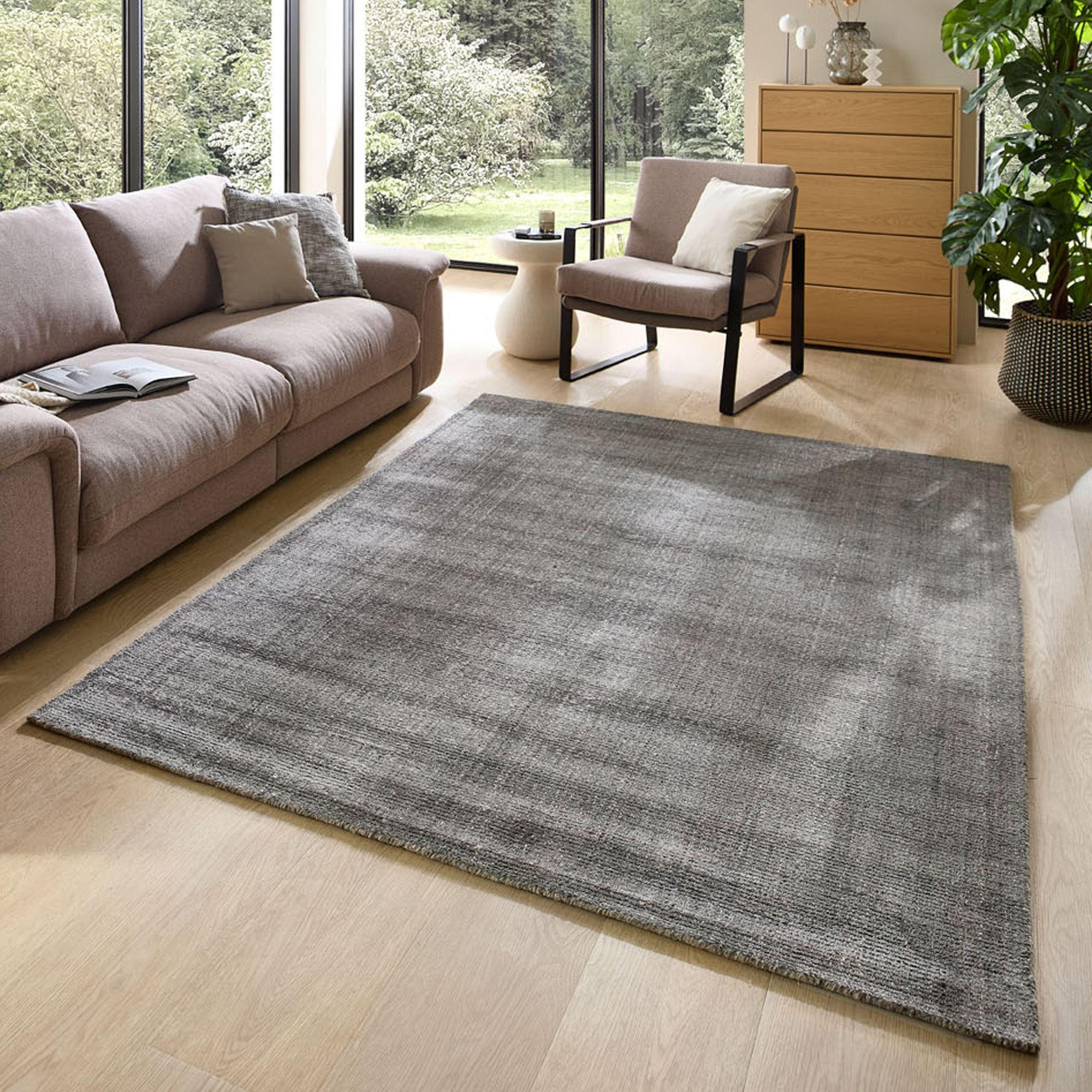 HANDWEBTEPPICH Venus 170x240 cm - Anthrazit, Textil (170/240cm) - THEKO