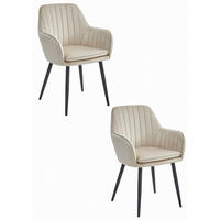 ESSZIMMERSTUHL 2-er Set LUGO beiger Sitz, schwarze Beine - Beige/Schwarz, Textil (57.5/86.5/56.5cm) - Valora