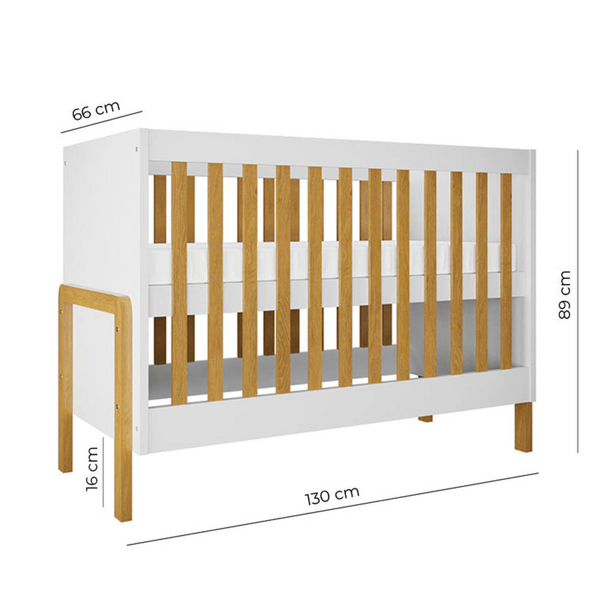 GITTERBETT 60/120 Weiß und Holz - Weiß, Holzwerkstoff (60/120cm) - Petits-meubles
