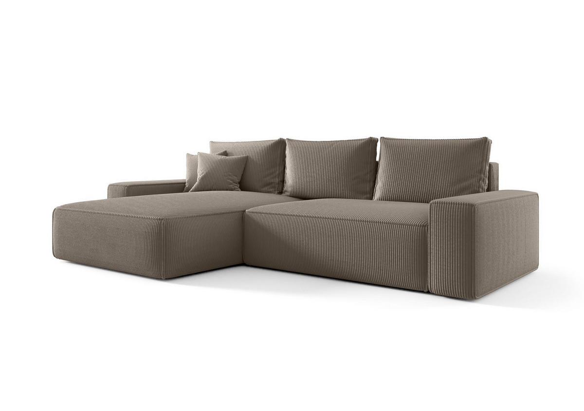 ECKSOFA MONA mit Schlaffunktion POSO 03 Links - Hellbraun, Textil (175/280cm) - Bedante